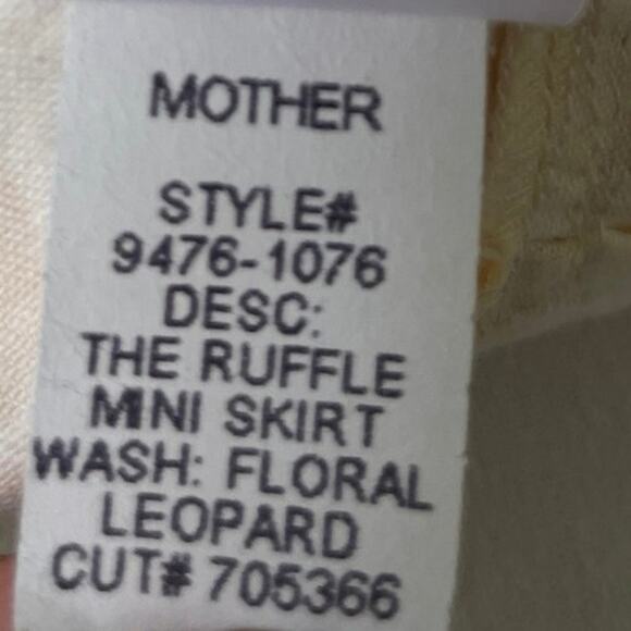 MOTHER The Ruffle Mini Skirt Floral Leopard Print Yellow White Size 23 NWT - Picture 4 of 11